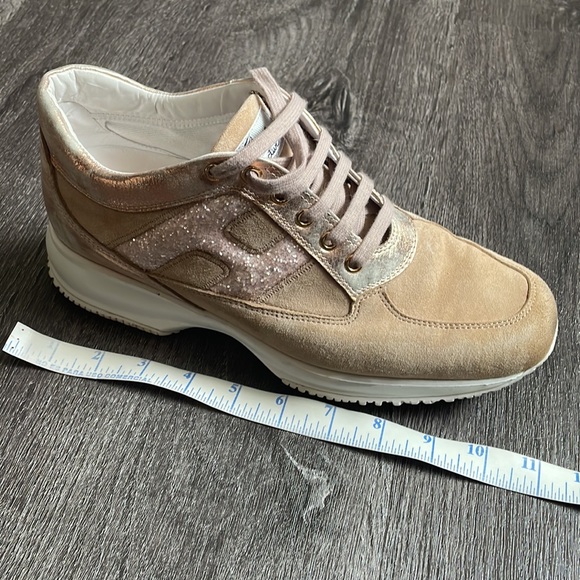 Hogan Beige Pink Glitter Woman’s interactive lace up Sneakers (39 1/2) - Picture 14 of 15
